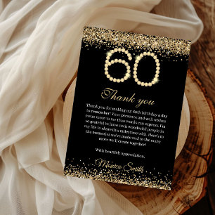 Elegante Gouden Diamanten 60e Verjaardag Dankkaart Bedankkaart