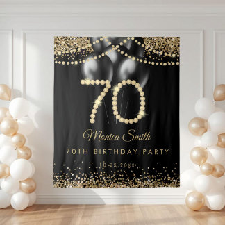 Elegante Gouden Diamanten 70e Verjaardagsfeest Ach Wandkleed