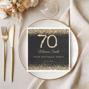 Elegante Gouden Diamanten 70e Verjaardagsfeest Servet