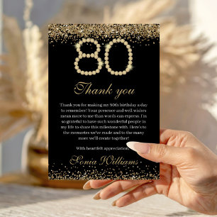 Elegante Gouden Diamanten 80e Verjaardag Dankkaart Bedankkaart