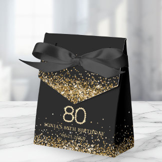 Elegante Gouden Diamanten 80e Verjaardag Favor Doo Bedankdoosjes