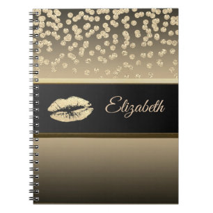 Elegante Gouden Diamanten-Glitterende Lip-Verperso Notitieboek