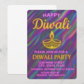 Elegante gouden diya op regenbooggloed Happy Diwal Kaart (Voorkant / Achterkant)