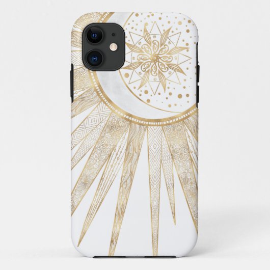 Elegante Gouden Doodles Zon Maan Mandala Ontwerp Case-Mate iPhone Case (Achterkant)
