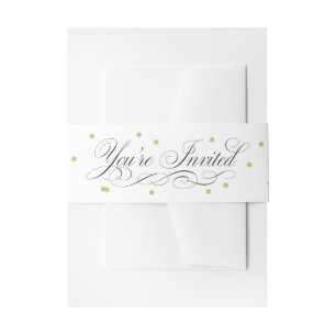 Elegante gouden dot buikband uitnodigingen wikkel