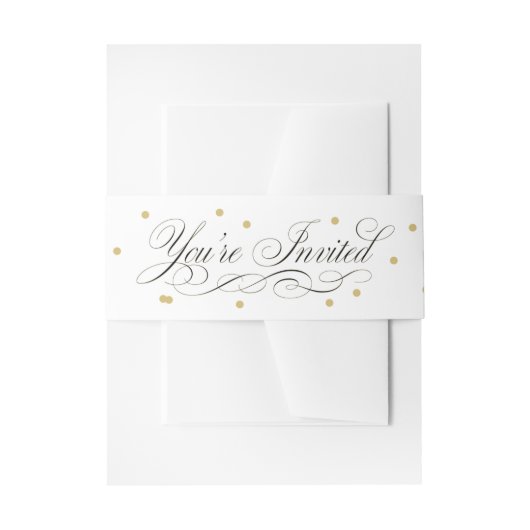 Elegante gouden dot buikband uitnodigingen wikkel (Voorkant Voorbeeld)