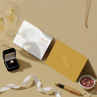 Elegante Gouden Duif Trouw RSVP Kaart