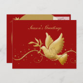 Elegante gouden duif vredesvakantie feestdagenkaart (Voorkant / Achterkant)