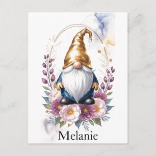 Elegante Gouden Dwerg in Bloemstuk Briefkaart