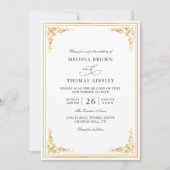 Elegante Gouden Ecru Klassieke Budget QR Code Brui Kaart (Voorkant)