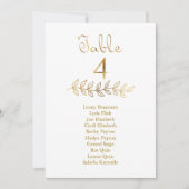 Elegante Gouden Effect Tabel Nummer 4 Zittingsgraf Kaart (Voorkant)