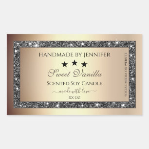 Elegante gouden effect zilveren glitter producteti rechthoekige sticker