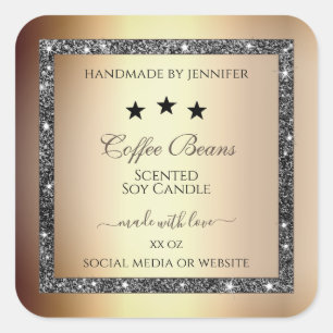 Elegante gouden effect zilveren glitter producteti vierkante sticker