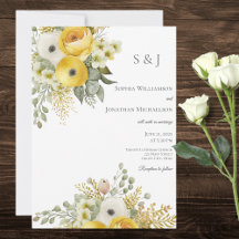 Elegante gouden en beige bloemen bruiloftsinvatie
