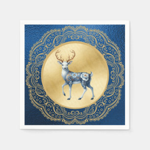 Elegante gouden en blauwe cocktailservet servet