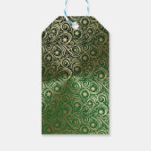 Elegante gouden en groene sneeuwvlok rollen cadeaulabel (Achterkant)