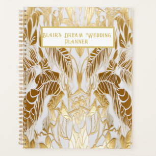 Elegante gouden en ivoren trouwplanner planner