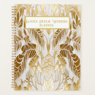 Elegante gouden en ivoren trouwplanner planner