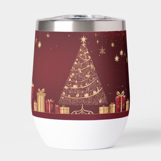 Elegante gouden en rode kerst (Voorkant)