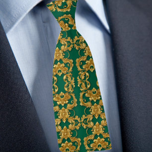Elegante gouden en smaragdgroene das