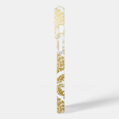 Elegante gouden en witte damast print gepersonalis Case-Mate iPhone case (Achterkant / Links)