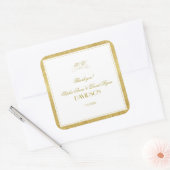Elegante gouden en witte rand bruiloft vierkante sticker (Envelop)