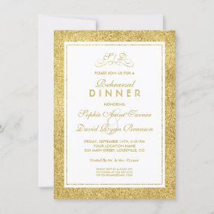 Elegante gouden en witte rand PROEFHuwelijksdiner Kaart