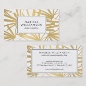 Elegante gouden en witte tropische palmbladeren visitekaartje (Voorkant / Achterkant)