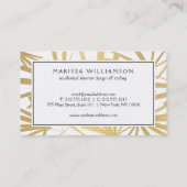 Elegante gouden en witte tropische palmbladeren visitekaartje (Achterkant)