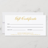 Elegante gouden en witte zakelijke cadeaubon (Achterkant)