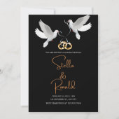 Elegante gouden en zwarte achtergrond witte duiven kaart (Voorkant)