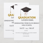 Elegante gouden en zwarte Afstuderen uitnodiging (Voorkant / Achterkant)