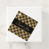 Elegante gouden en zwarte art deco geometrische wa bedankjes labels (In situ)