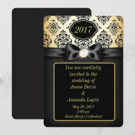 Elegante gouden en zwarte strik kaart