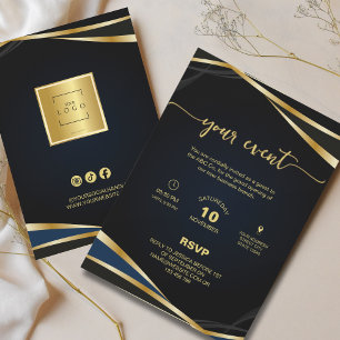 Elegante Gouden en Zwarte Zakelijke Feestelijke Ui Kaart