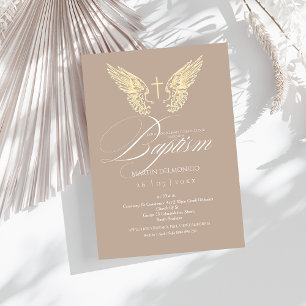 Elegante gouden engel vleugels Typografie Kruisdoo Kaart