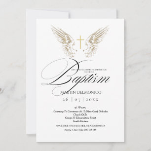 Elegante Gouden Engelenvleugels Typografie Kruis D Kaart