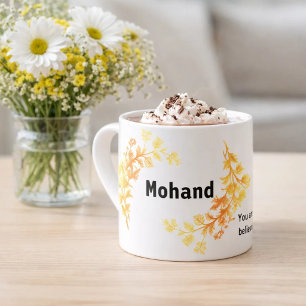 Elegante gouden espresso mok met eigen naam bedruk