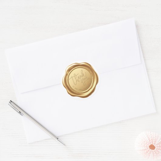 Elegante gouden faux wax zegel "Bedankt voor uw" (Envelop)