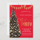 Elegante gouden feestelijke kerstboom, rood kaart (Voorkant)