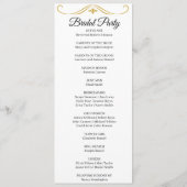 Elegante gouden filigraan op witte bruiloft progra menu (Achterkant)