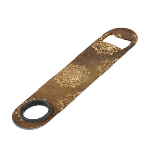 Elegante Gouden Folie en Zwarte Indische Mandala Speed Flessenopener