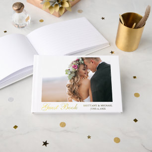 Elegante gouden folie foto bruiloft gastenboek