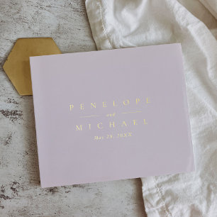 Elegante gouden folie monogram lavendel bruiloft gastenboek