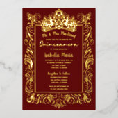 Elegante gouden folie Quinceañera uitnodiging kroo (Voorkant)