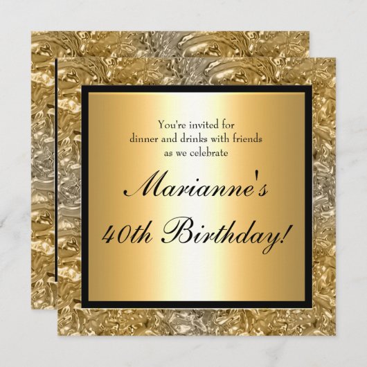 Elegante gouden folie-uitnodiging voor elk eveneme kaart (Voorkant / Achterkant)