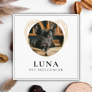 Elegante Gouden Foto Hond Huisdier Social Media QR Vierkante Visitekaartje