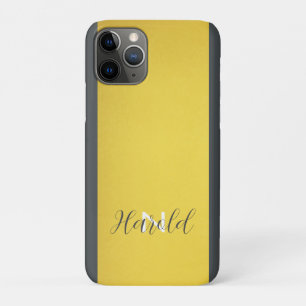 Elegante Gouden Geborsteld Metaal Monogram Naam iPhone 11 Pro Hoesje
