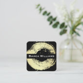 Elegante gouden geborstelde cirkel / zwart vierkante visitekaartje (Staand voorkant)