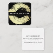 Elegante gouden geborstelde cirkel / zwart vierkante visitekaartje (Voorkant / Achterkant)